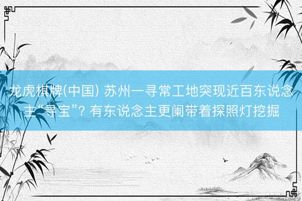 龙虎棋牌(中国) 苏州一寻常工地突现近百东说念主“寻宝”? 有东说念主更阑带着探照灯挖掘