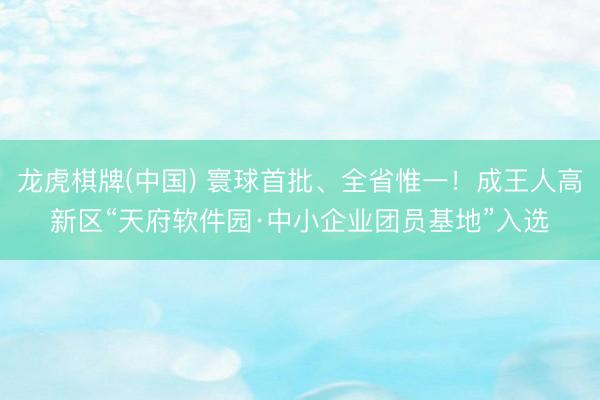 龙虎棋牌(中国) 寰球首批、全省惟一!成王人高新区“天府软件园·中小企业团员基地”入选