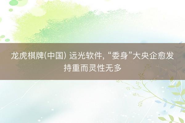 龙虎棋牌(中国) 远光软件， “委身”大央企愈发持重而灵性无多